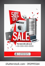 Electronics Sale Banner, Sale Poster, Sale Flyer, Sale Vector. 50% Off, Vector illustration.