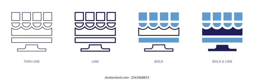 Electronics sale icon in 4 different styles. Thin Line, Line, Bold, and Bold Line. Duotone style. Editable stroke.