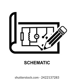 Icono esquemático electrónico aislado en ilustración vectorial de fondo.