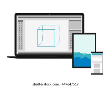 Electronics set with different screens . eps10 vector illustration