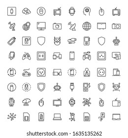 Electronics set line icons in flat design with elements for web site design and mobile apps.  Collection modern infographic logo and symbol. Electronics vector line pictogram