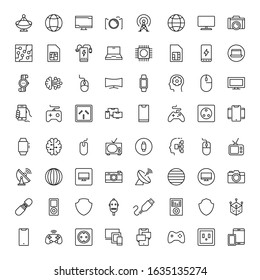 Electronics set line icons in flat design with elements for web site design and mobile apps.  Collection modern infographic logo and symbol. Electronics vector line pictogram