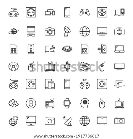 Electronics set line icons in flat design with elements for web site design and mobile apps.  Collection modern infographic logo and symbol. Electronics vector line pictogram