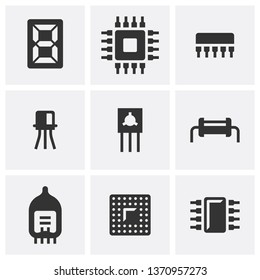Elektronik. Set von neun flachen Symbolen