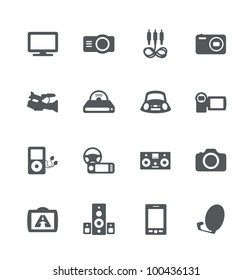 Electronics simple minimalistic icons set