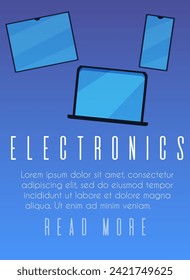 Electronics store banner or flyer template, poster for social media or app interface, flat vector illustration. Advertising sales banner in an electronics store.