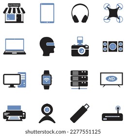 Electronics Store Icons. Two Tone Flat Design. Vector Illustration.