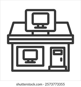 Electronics Stores Outline Icon Vector Illustration