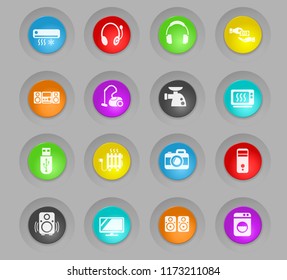 electronics supermarket colored plastic round buttons web icons for user interface design