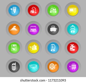 electronics supermarket colored plastic round buttons vector icons for web and user interface design