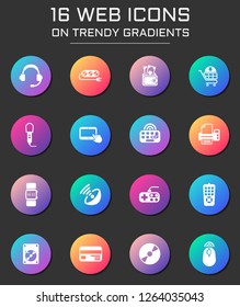 electronics supermarket icon set. electronics supermarket web icons on round trendy gradients