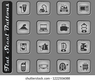 electronics supermarket vector web icons on the flat steel buttons