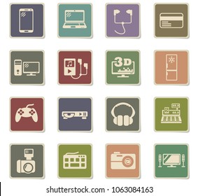 electronics supermarket web icons - paper stickers for user interface design