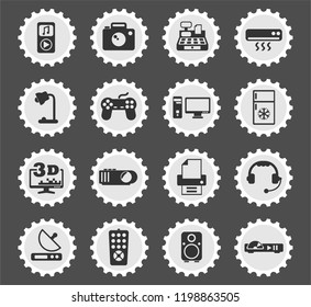 electronics supermarket web icons stylized postage stamp for user interface design