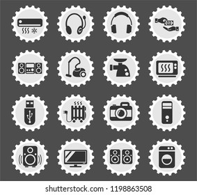 electronics supermarket web icons stylized postage stamp for user interface design