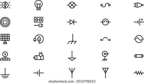 Eletrônica símbolos ícones de alta qualidade vetor ícones coleção com curso editável. Ideal para projetos profissionais e criativos.