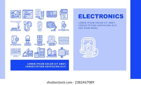 Elektronik-Techniker der Branche Landing-Web-Vektor. Ingenieurtechnik, Instandhaltungsschaltung, Reparatur, Arbeiter, Ausrüstung, Maschinenbau und Technikerindustrie Illustration
