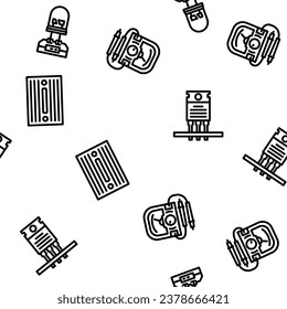 electronics technician industry vector seamless pattern thin line illustration