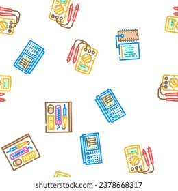 electronics technician industry vector seamless pattern thin line illustration