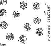 electronics technician technology vector seamless pattern thin line illustration