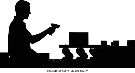 Elektronik-Techniker arbeiten Silhouette Vektorgrafik mit Person Lötschaltungsplatte.