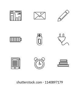 electronics  technology  study  education  science  computer  laptop  graph  bulb camera  target  cd  video  media  icon vector design  flat  collection style creative  icons
