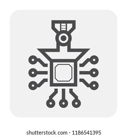 Electronics and tool icon design, black and outline.