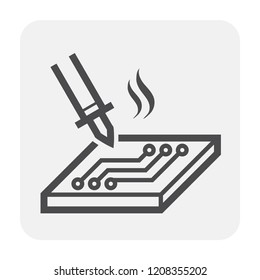 Electronics and tool icon design, black and outline.
