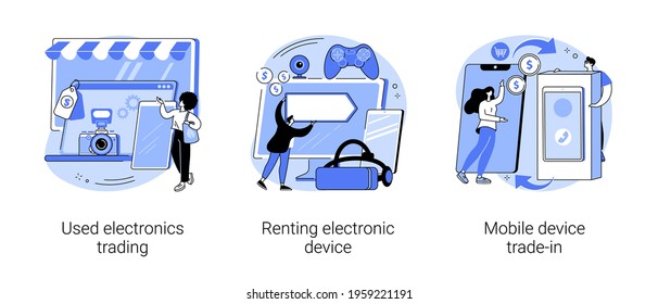 Electronics trade market abstract concept vector illustrations.