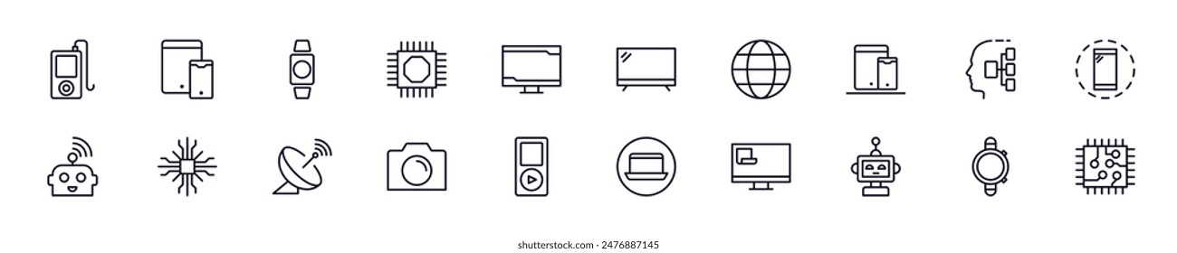 Electronics vector pictogram collection. Simple linear illustration that can be used as an design element for apps and websites 