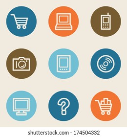 Juego de iconos web electrónicos 1, botones de círculo de color