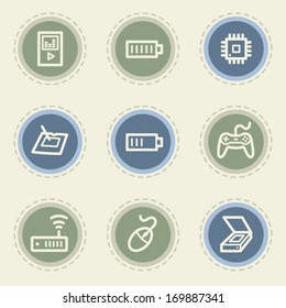 Electronics web icon set 2, vintage buttons