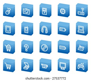 Electronics web icons, blue box series