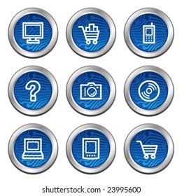 Electronics web icons, blue electronics buttons series