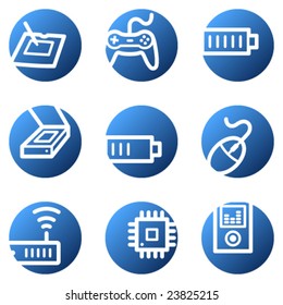 Electronics web icons, blue circle series set 2