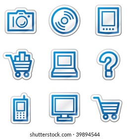 Electronics web icons, blue contour sticker series