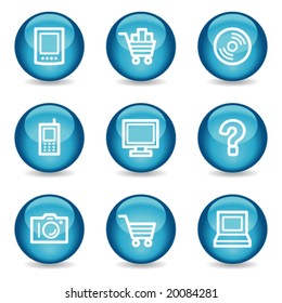 Electronics web icons, blue glossy sphere series