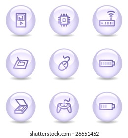 Electronics web icons, glossy pearl series set 2