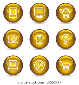 Electronics web icons, gold glossy series