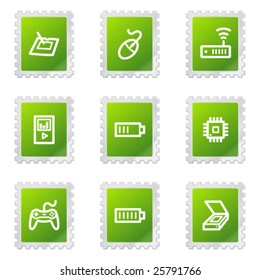 Electronics web icons, green stamp series set 2