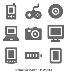 Electronics web icons, grey solid series