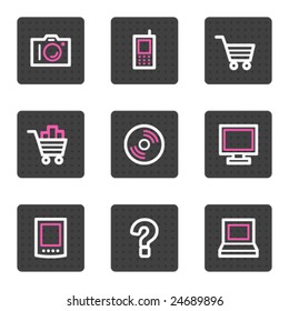 Electronics web icons, grey square buttons series