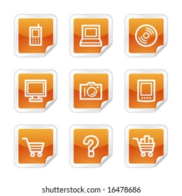 Electronics web icons, orange glossy sticker series