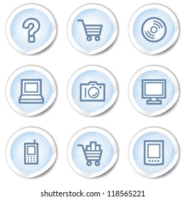 Electronics web icons set 1, light blue stickers