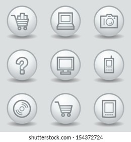 Electronics web icons set 1, circle white matt buttons