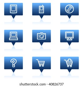 Electronics web icons set 1, blue speech bubbles sticker series