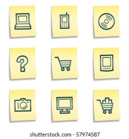 Electronics web icons set 1, yellow notes series