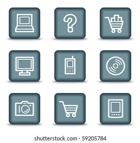 Electronics web icons set 1, grey square buttons