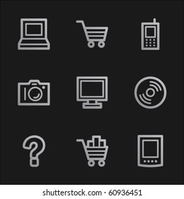 Electronics web icons set 1, grey mobile style