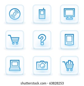 Electronics web icons set 1, white square buttons